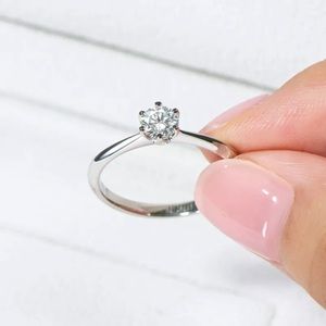 CERTIFIED 0.5 CARAT MOISSANITE Diamond Engagement Round Cut Solitaire Ring